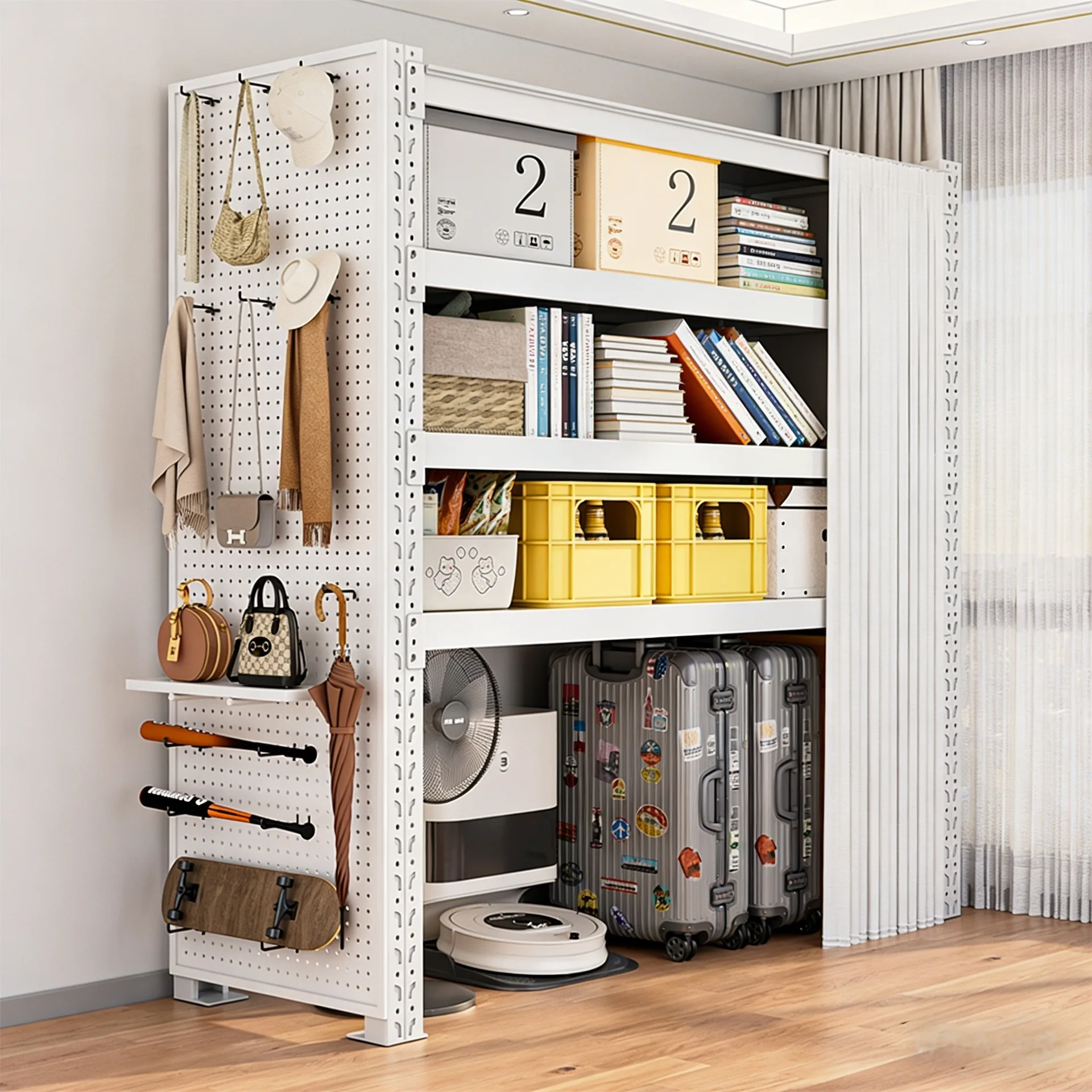 Storage racks, floor shelves, dust curtains, perforated boards, multi-layer balcony bedroom storage racks, super load-bearing