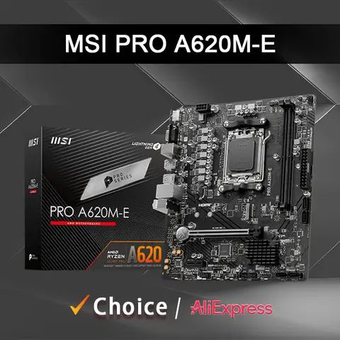 MSI PRO A620M-E Nouveau Micro-ATX AMD A620 DDR5 6400+(OC) MHz M.2 PCIe 4.0 x16 96G prend en charge AMD Ryzen ™   Série 7000 AM5