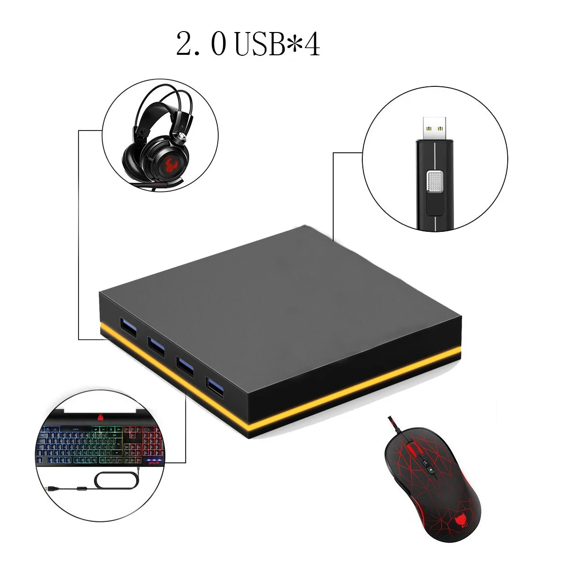 Hot Sale RGB Gaming Stand 4 USB 2.0 Hub Headset Stand Gaming Headphone Holder for Gamer Gaming PC Accessories view 5