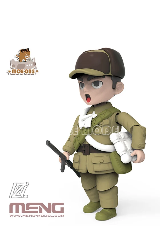 Meng-Kits de construcción de modelos MOE-005, versión Q, guerrero de dibujos animados, sin adhesivo, banda precoloreada, plataforma y equipo, modelo de juguete Hobby