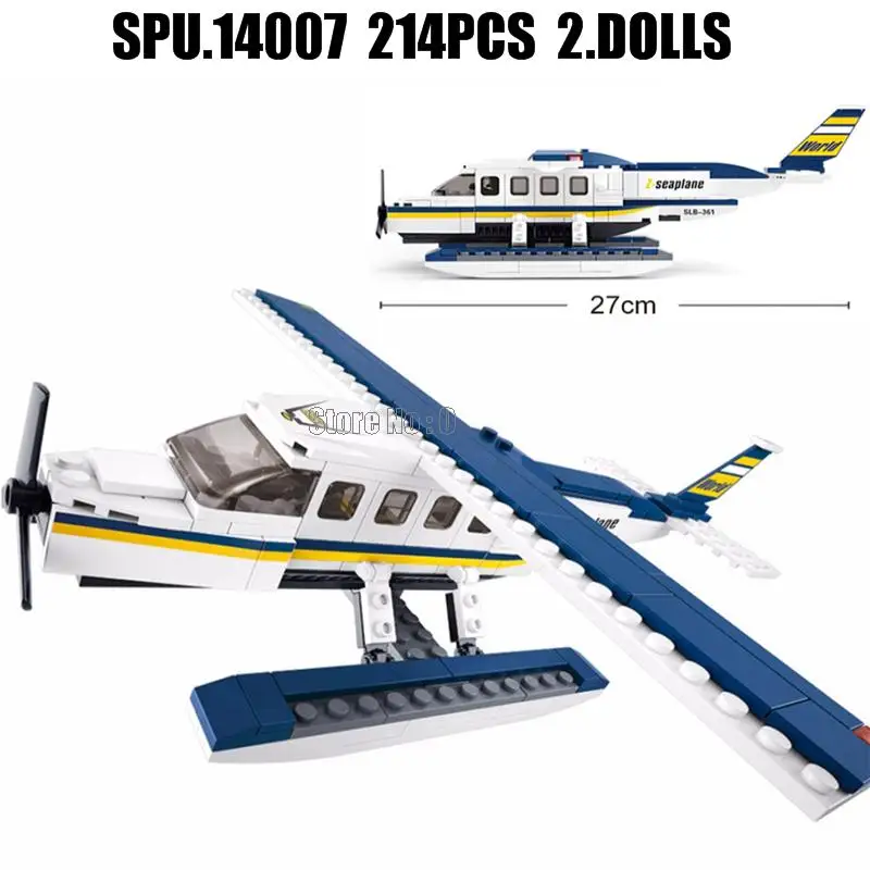 0361 214pcs Plane Airplane Over The Sea Seaplane Aircraft Building Block Toy