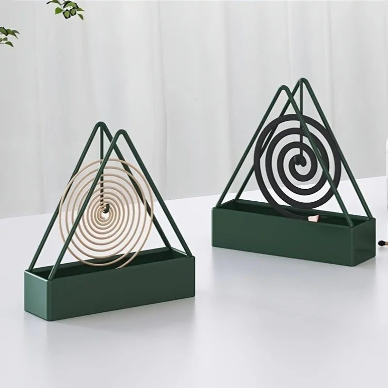 1 Triangular Mosquito Coil Holder - Metal Hanging Ash Collector, Household Summer Decorative Incense Candle Triangular Stand