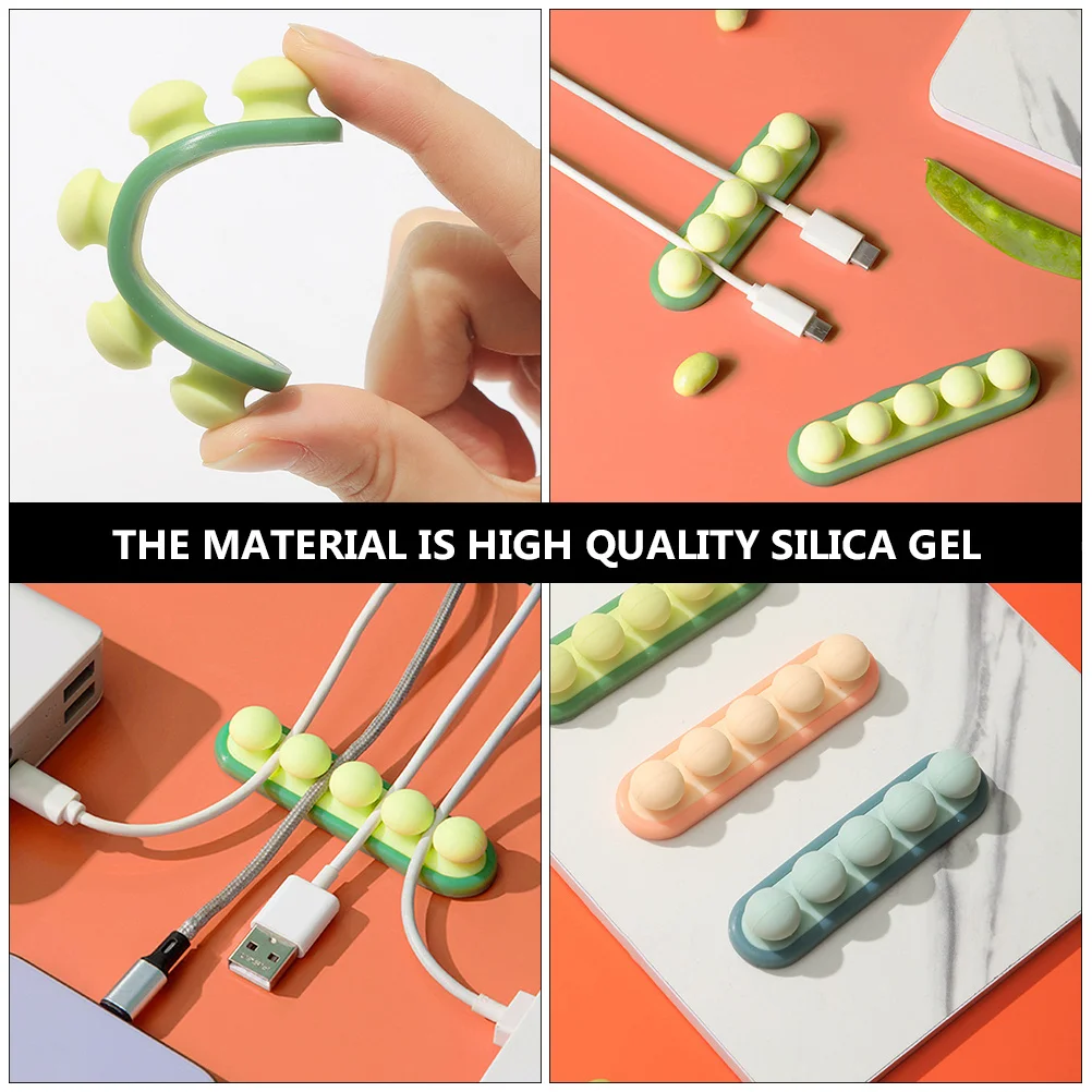 

3Pcs USB Cable Winder Durable Wearresistant Cord Organizer Selfadhesive Bright Color Desk Tidy Multiple Occasions