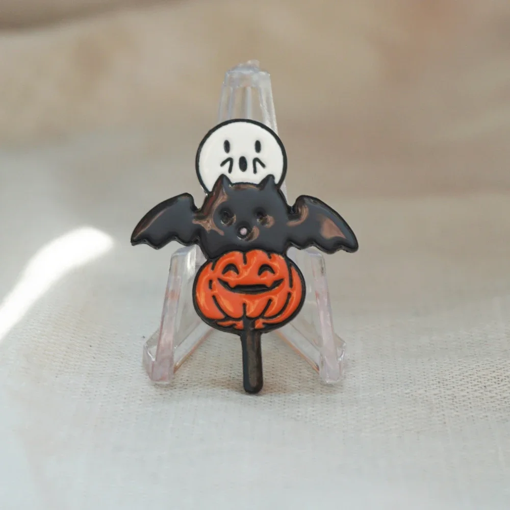 Halloween Ghost Bat zucca smalto Pin fantasma distintivo in metallo spilla Punk per accessori gioielli regali di Halloween