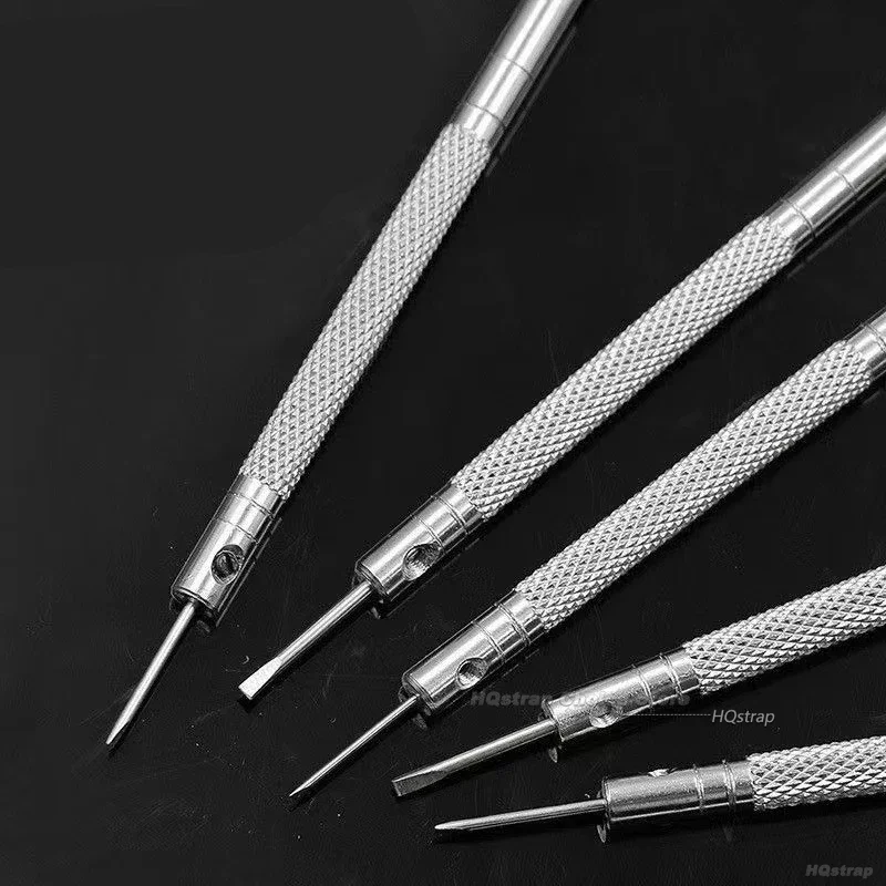 أدوات الساعة المحمولة 5 قطعة/المجموعة 0.8-1.6 مللي متر مفك البراغي الصلب لإزالة الفرقة إصلاح الساعة مع دبابيس ربط صغيرة أدوات الساعاتي