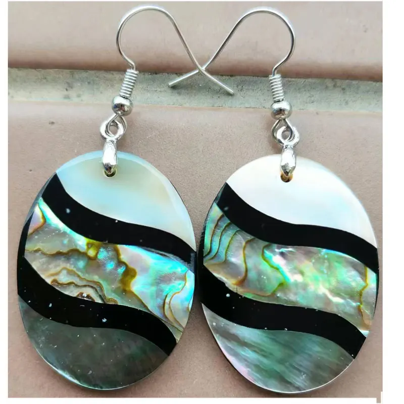 New Zealand Abalone Shell Round beads Earring 1Pair WFH1152