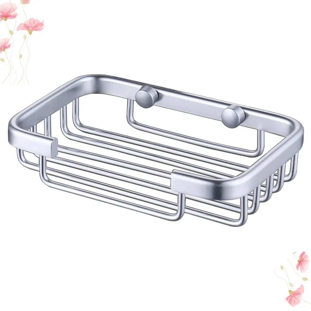 

Container Dish With Drain Holes Bathroom Accessories For Bathroom Kitchen Soap Dish Sink Non-Slip Soap Rack Silver
