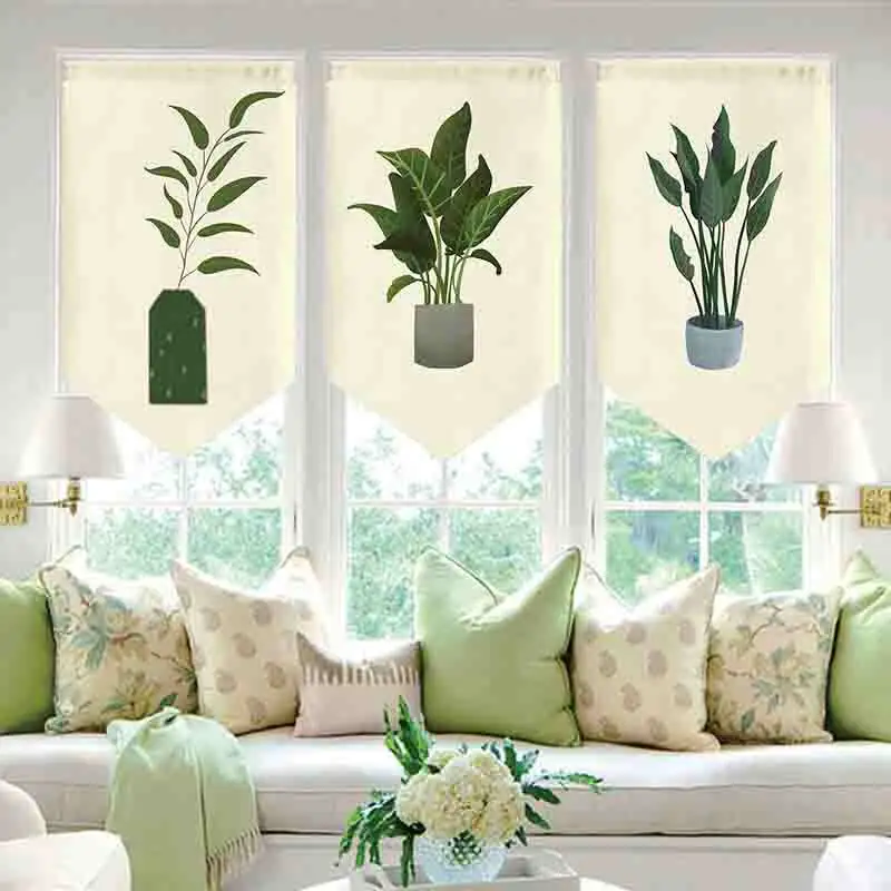 VIKAMA Nordic Short Door Curtain Half Curtain Linen Hanging Flag Partition for Kitchen Bedroom Home Decor