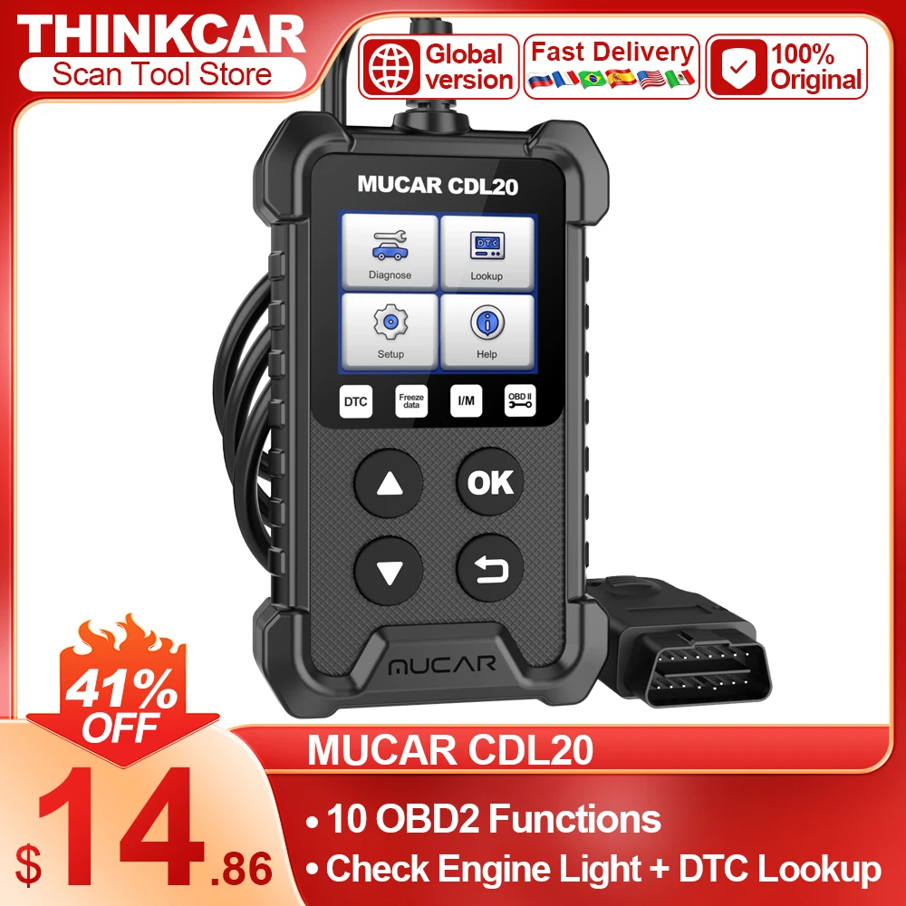 MUCAR CDL20 OBD2 Scanner Automotive Code Reader for Check Engine Light with Live Data, DTC Lookup I/M Readiness OBDII Scan Tool