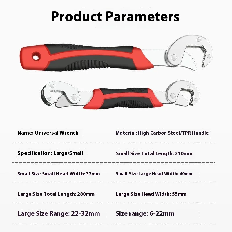 Set completo multifunzionale di strumenti per chiavi universali, chiave aperta, chiave regolabile automatica rapida monopezzo