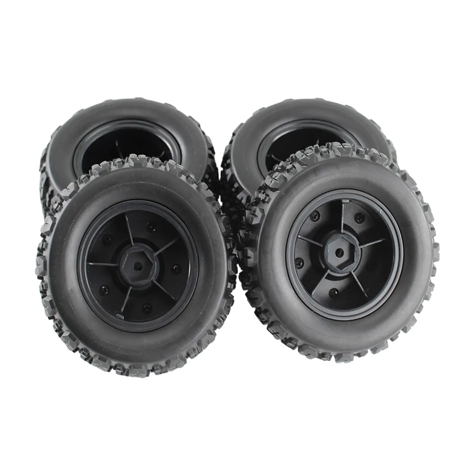 4Pcs RC Wheels and Tires Black Easy Installation Replace Parts 90mmx43mm Replacement for 1:16 Scale 16101 All Terrain RC Truggy