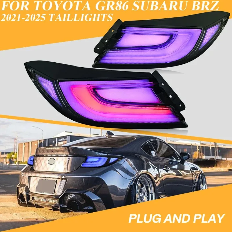 

For Toyota GR86 Subaru BRZ ZN8 ZD8 2022-2025 RGB LED Tail Lights Smoke Pair with Sequential Turn Signal