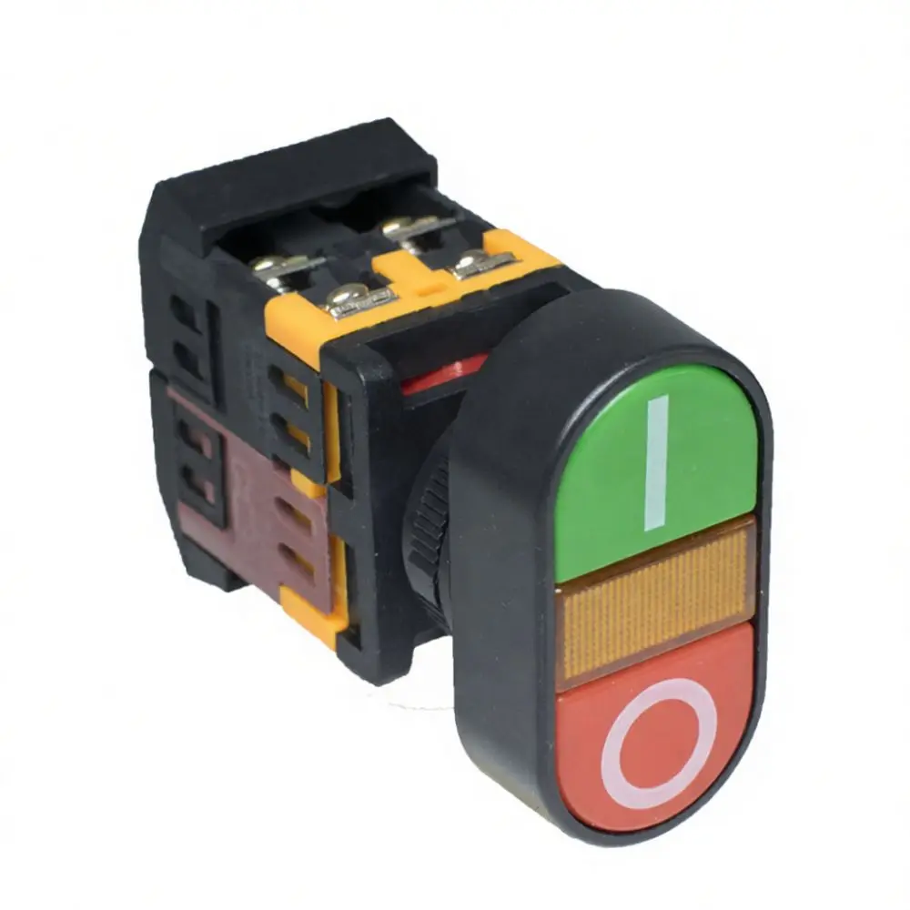 APBB 22 25mm Dual Push Button Switch Red Green LED Indicator Industrial Automation Control Console Starting Stopping Accessory