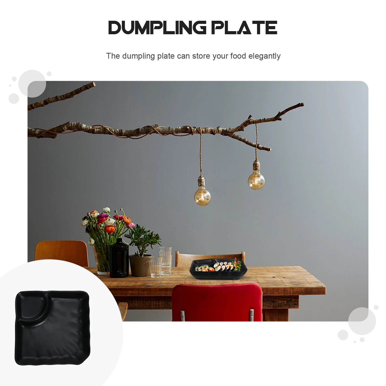

Sushi Plate Vinegar Bowl Dipping Practical Dining Melamine Dumpling Chips Black Fries