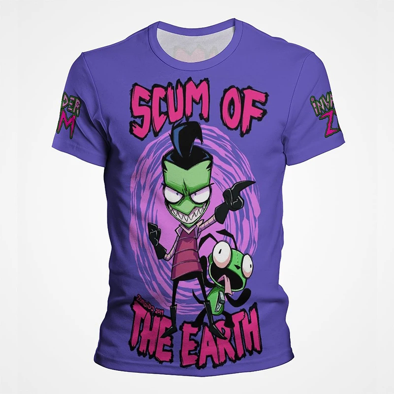 Cartoon Anime invader Zim T 셔츠 남성 여름 반팔 쿨 3D 프린트 티셔츠 Funny Dib Membrane Tops Tee Clothes