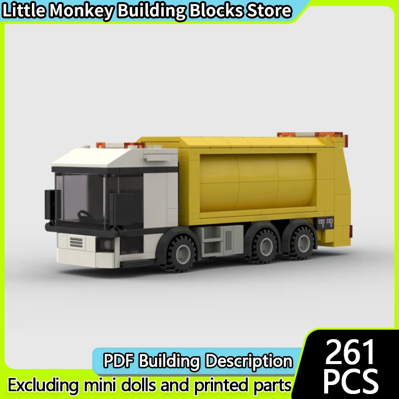 

City Car Model MOC Building Bricks Garbage Collection Truck Modular Technology Children Holiday Gifts Assemble Toys Suit