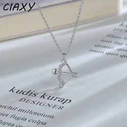 CIAXY Silver Color Eros Bow and Arrow Zircon Necklaces for Women Cupid Love Arrow Pendant Clavicle Chain  Party Jewelry