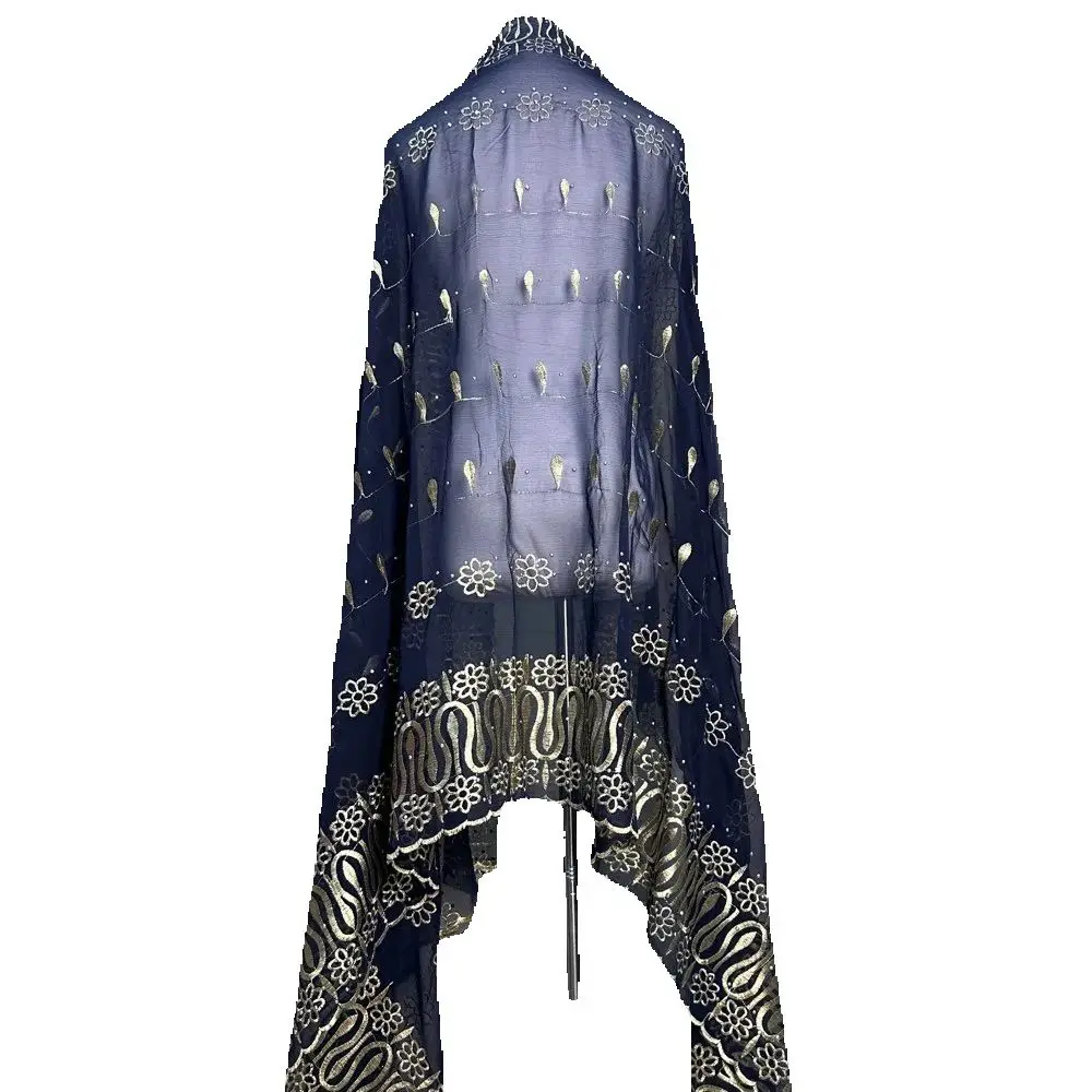 

New Dubai Scarf For Muslim Women African Chiffon big Hijab Islam Hijab Pashmina Turban Headscarf Embroidery Shawls