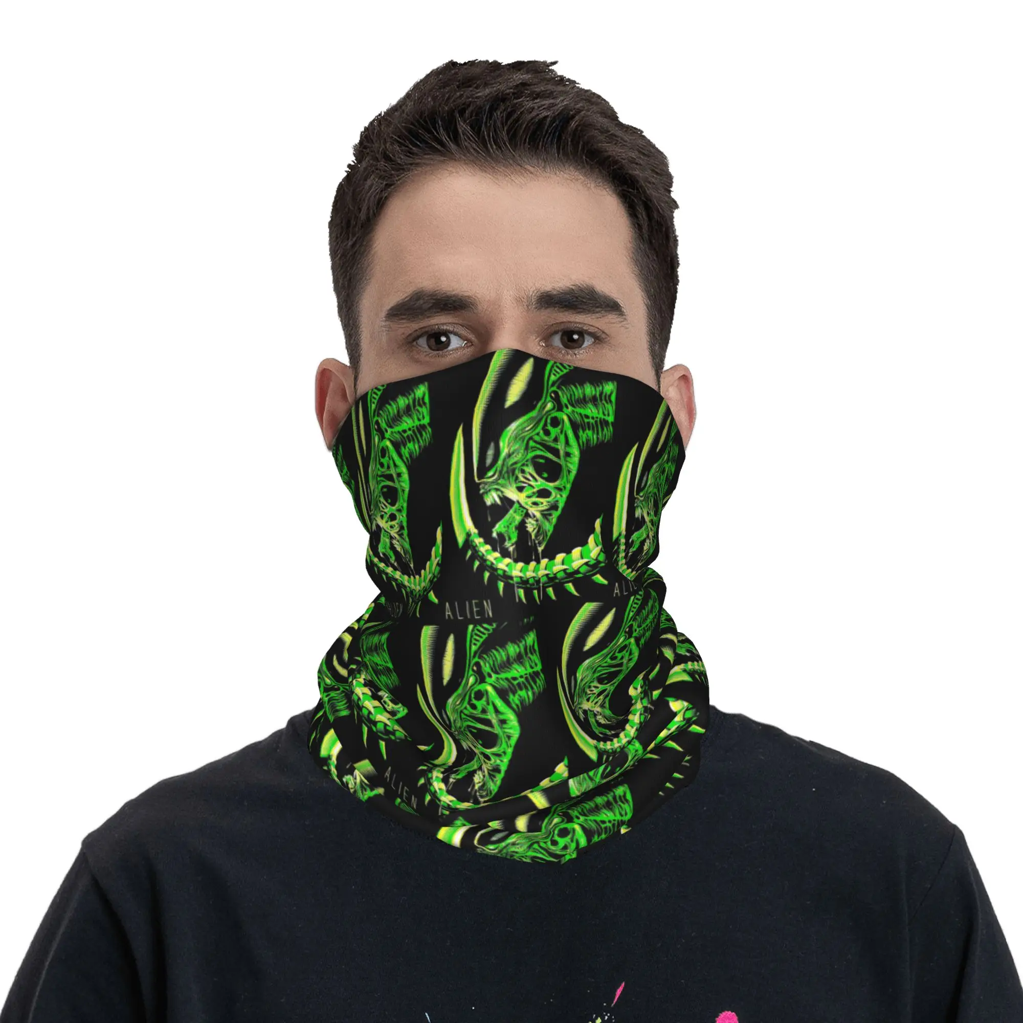 Alien Xenomorph Bandana Neck Cover Printed Magic Scarf Multifunction Balaclava Outdoor Sports Unisex Adult