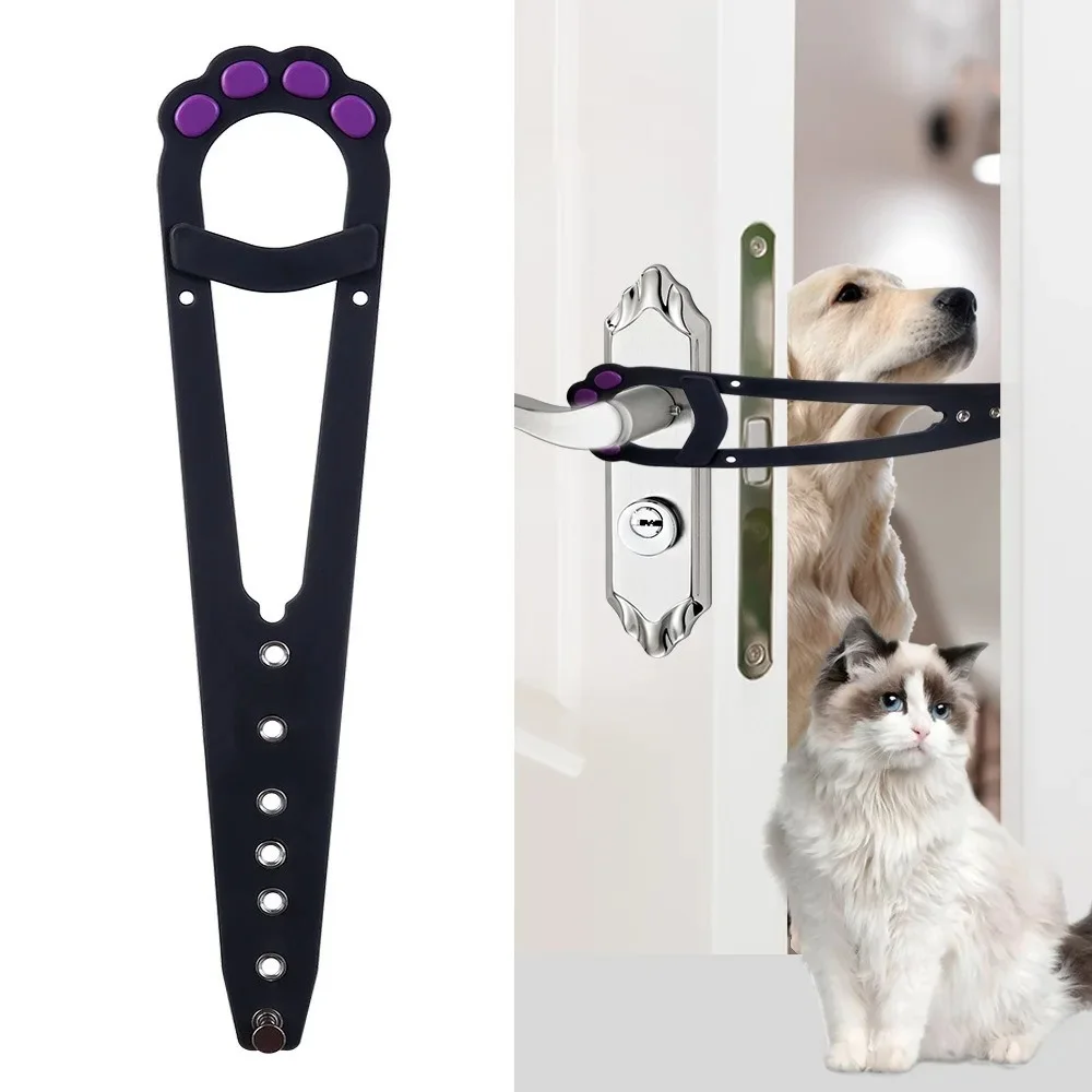 1pc Black Pet Cat Door Holder Latch Prevents Dogs Enter Adjustable Elastic Gate Lock