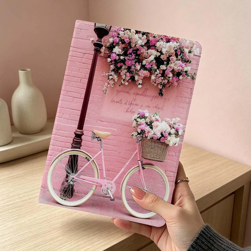 Pink Bicycle Flower Wall For Xiaomi Redmi Mi Pad 8 7 6 5 4 2 SE K Pro Max Ultra Poco Pad Inch Tablet Case Soft
