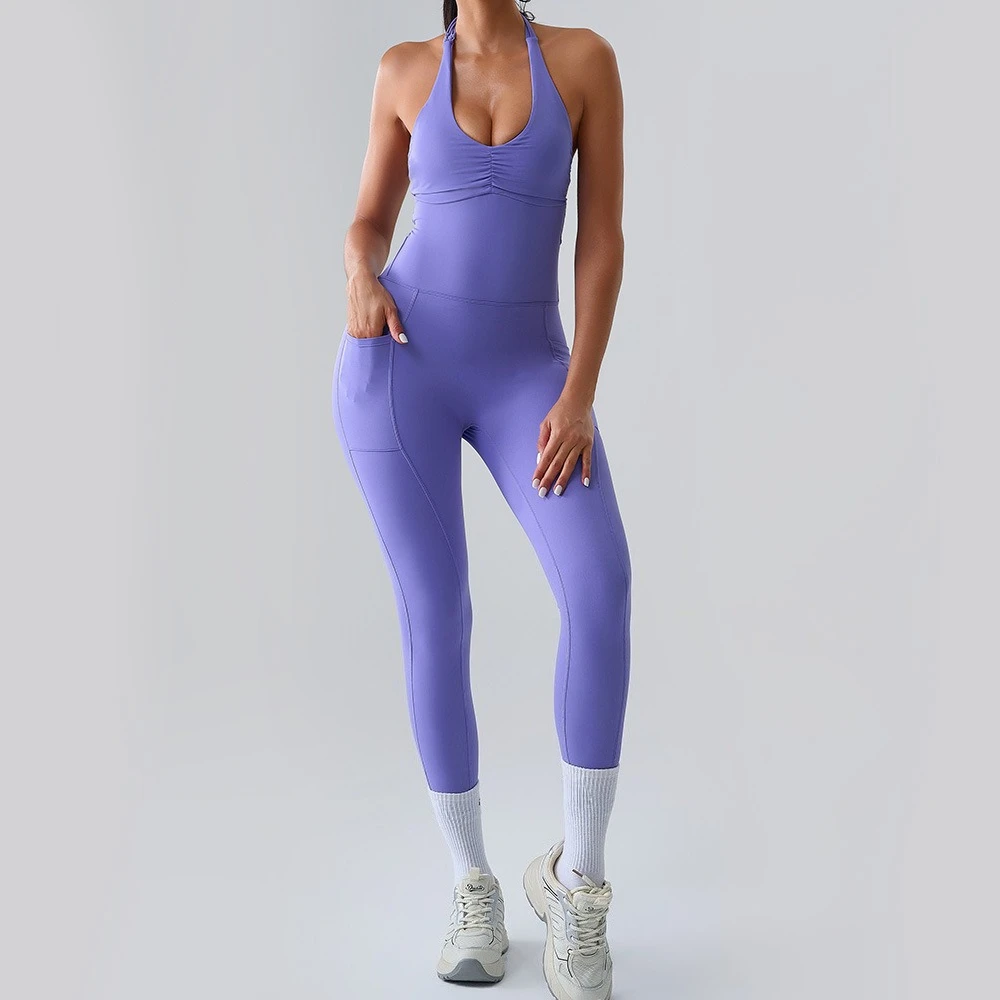 

Women Sports Jumpsuit Sexy V-Back Gym Set Yoga Suit Fitness Romper Stretch Workout Bodysuit Sportswear Female Training Jumpsuits