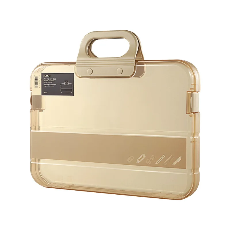 Transparent A4 Plastic File Box File Storage Box Desktop Storage Portable Data Box Student Office Supplies Document Data Box