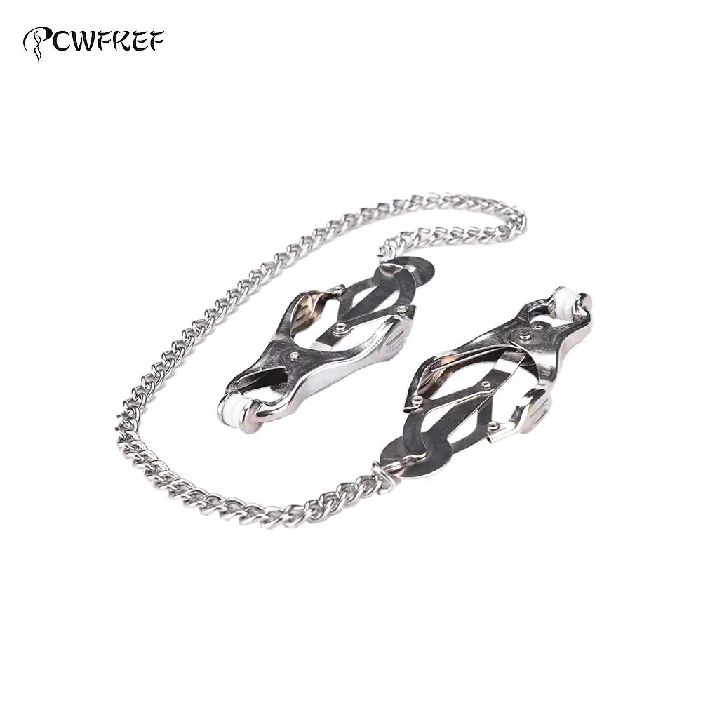 Stainless Steel Metal Chain Nipple Milk Clips Breast Clip Sex Slaves Nipple Clamps Sex Toys Butterfly Style For Couples