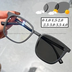 Fashion Ultralight Photochromic Sunglasses for Men Women Vintage Square Frame Eyewear Female Smart Finished Myopia Glasses