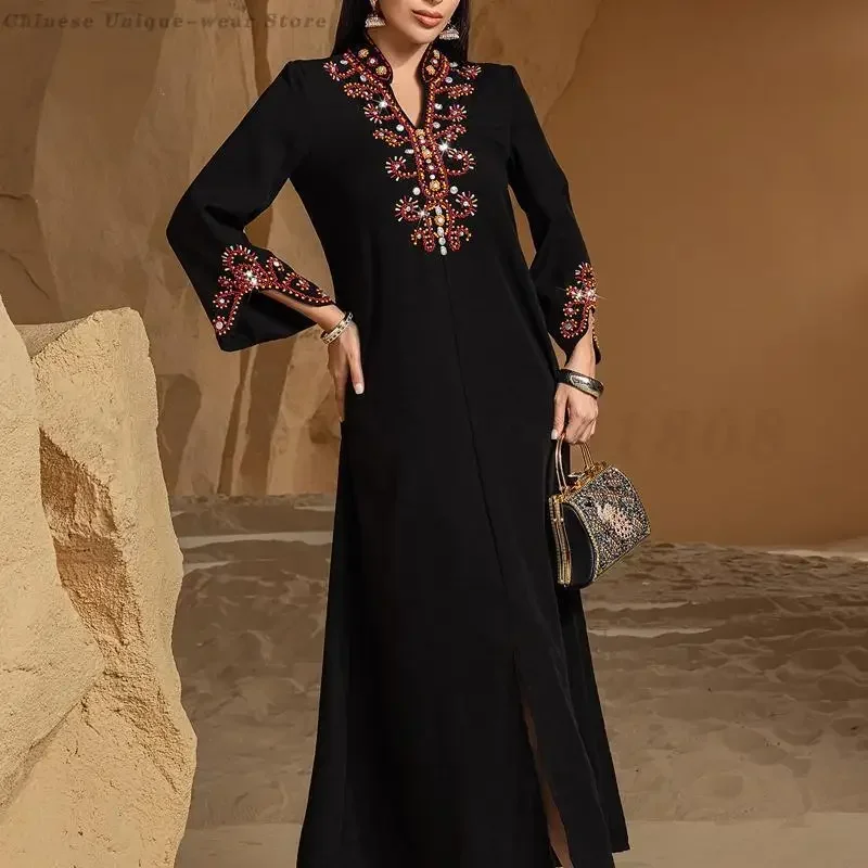 

Ретро Ближний Восток Дубай Абая Кафтан Длинное Платье Мусульманская Одежда Мода Vestidos Femme Роскошные Элегантные Вечерние Платья