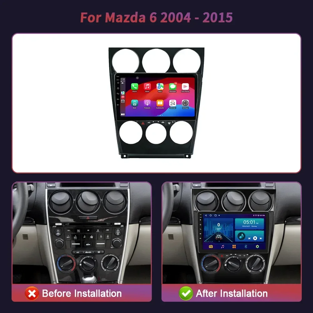 Car Radio Multimedia Video Player Navigation SKIG Android 14 Wireless For Mazda 6 2004 - 2015 Universal GPS WiFi