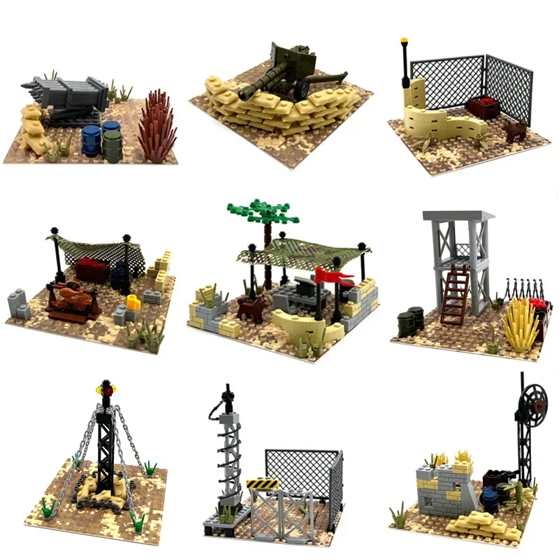 Building blocks desert military scene outpost command camp DIY assembling small particle building blocks MOC scene wholesale