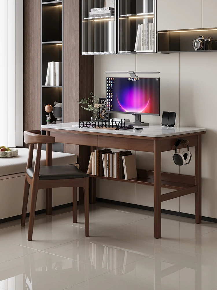 Solid Wood Stone Plate Desk High Sense Writing Desk Home Bedroom Desktop Computer Designer Special Study Table