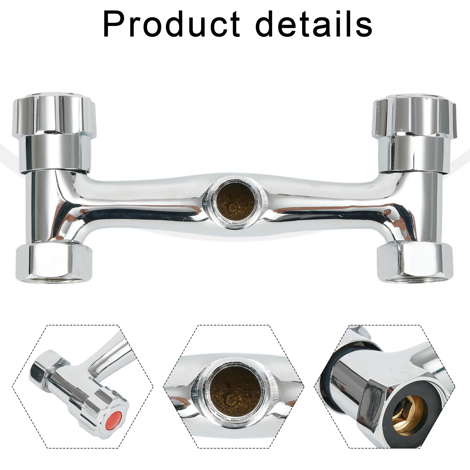 Water Interface Shower Mixer Valve Anti-Reflux Twin Outlet Valve 1/2inch Brass Chrome Finish Copper High Grade