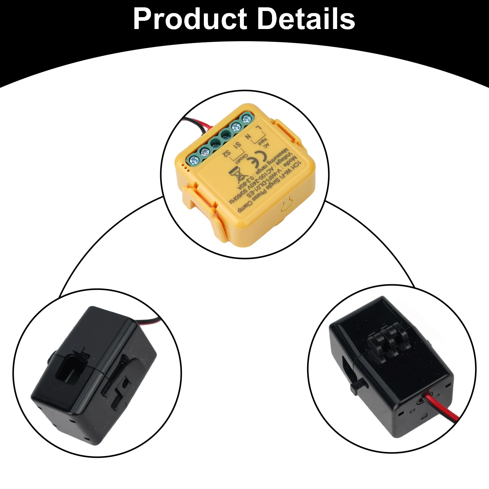 Moniteur de compteur de puissance de moniteur-10 ℃ à 50 ℃ 0.2-80A AC110-240V commande vocale Tu-ya Wifi accessoires pour la maison pratique