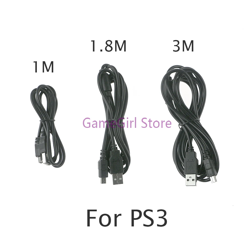 1pc 1m 1.8m 3m USB Charging Cable For Playstation 3 PS3 Wireless Controller Charger Cord Wire Accessories