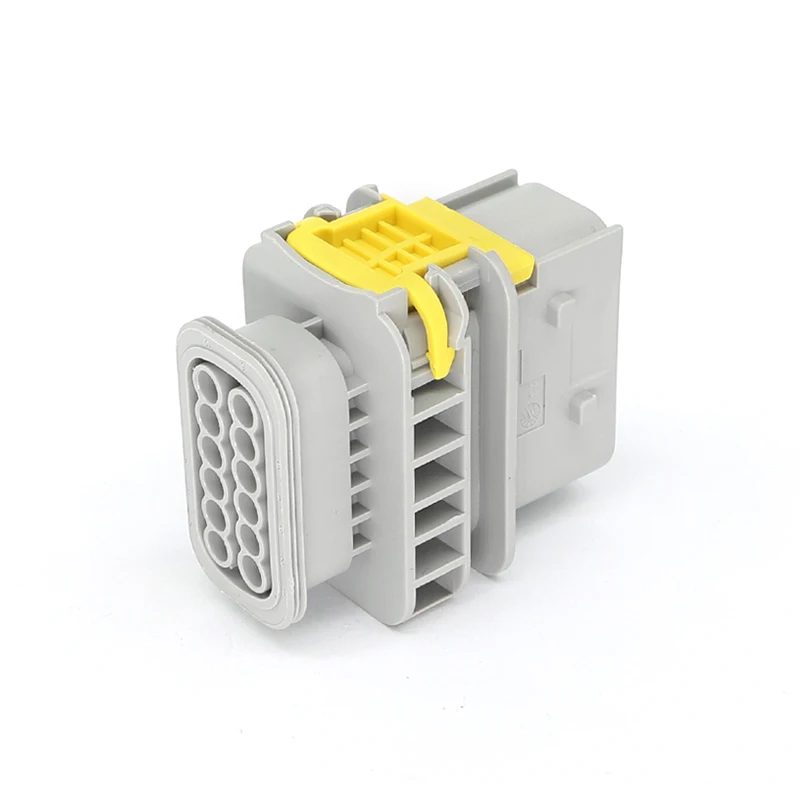 2-1564414-1 تايكو نوع الطاقة الجديدة مركبة موصل مقاوم للمياه سلك تسخير غمد 12 حفرة الذكور رئيس قذيفة بلاستيكية رمادية موصل