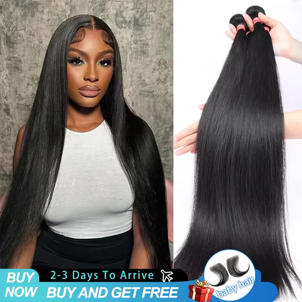 34 36 40 Inch 16A Straight Human Hair Bundles 100% Unprocessed Raw Extensions Bundles 3/4/5 Pcs Brazilian Natural Weave Bundles