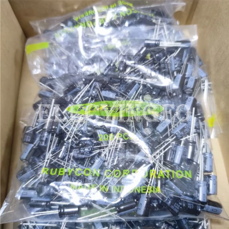 RUBYCON 35V220UF ZLH เมนบอร์ด8X11.5mm ความถี่สูงของแท้ตัวเก็บประจุแบบอลูมิเนียมอิเล็กโทรไลติก35ZLH220M 220uF 35V