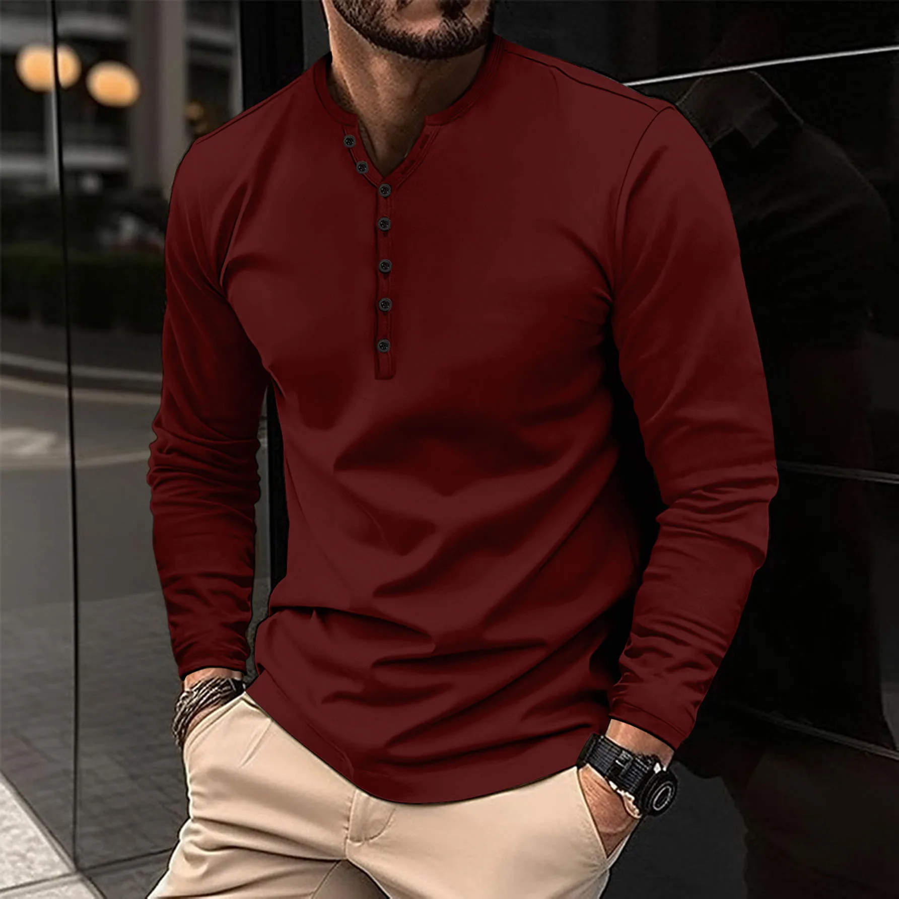 Men\'s summer new casual long sleeve breathable fit sports fitness casual elastic slim shirt training sports clothes POLO shirt m