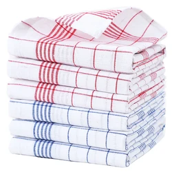 Large Plaid Kitchen Dish Towels Absorbent Tea Towels Soft and Reusable Cleaning Cloths Quick Drying Dish Rags for Washing Dishes