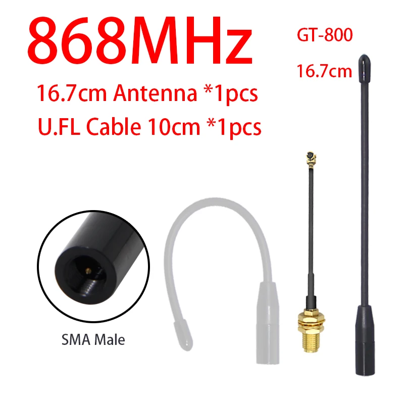 Antena Fleksibel GIZONT 868MHz LoRa SMA Male 863-870MHz High Gain Soft Antenna untuk Meshtastic LoRaWAN ESP32 Data Nirkabel