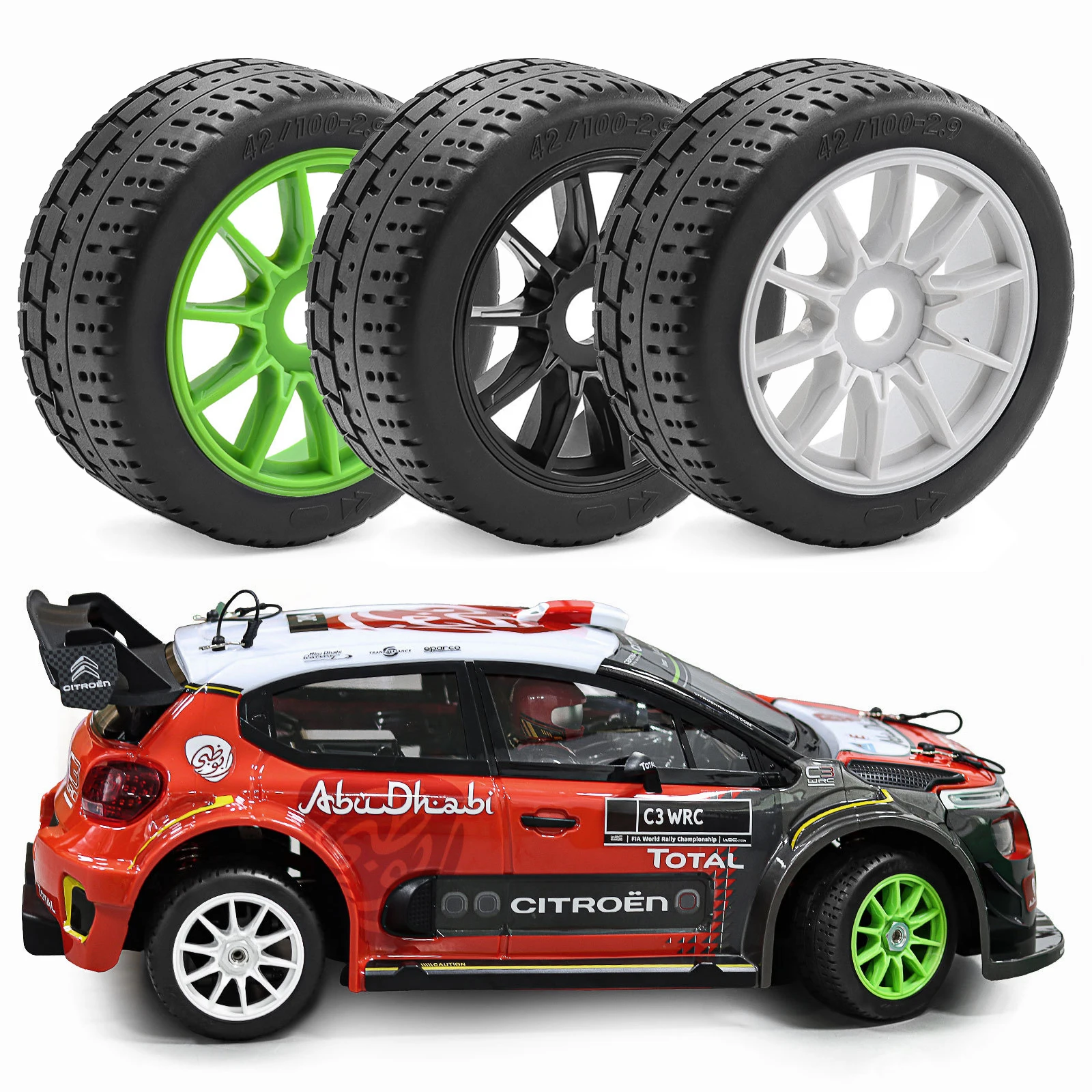 4個入り-100-44mm-rcホイールリム＆タイヤ（17mm六角付き）arrma-1-7-infraction-f1-limitless-mjx-hyper-go-7303-rcカー用アップグレードパーツ