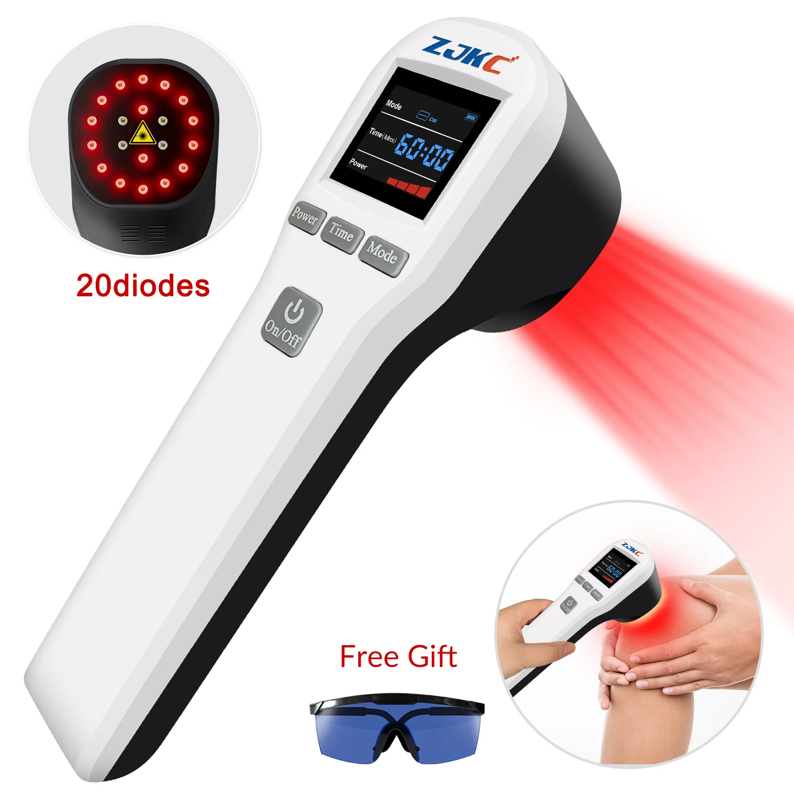 ZJKC Handheld Low Light Laser 650nmx16+808nmx4 Cold Laser Therapy for Degenerative Disc Disease Wound Healing Health Care