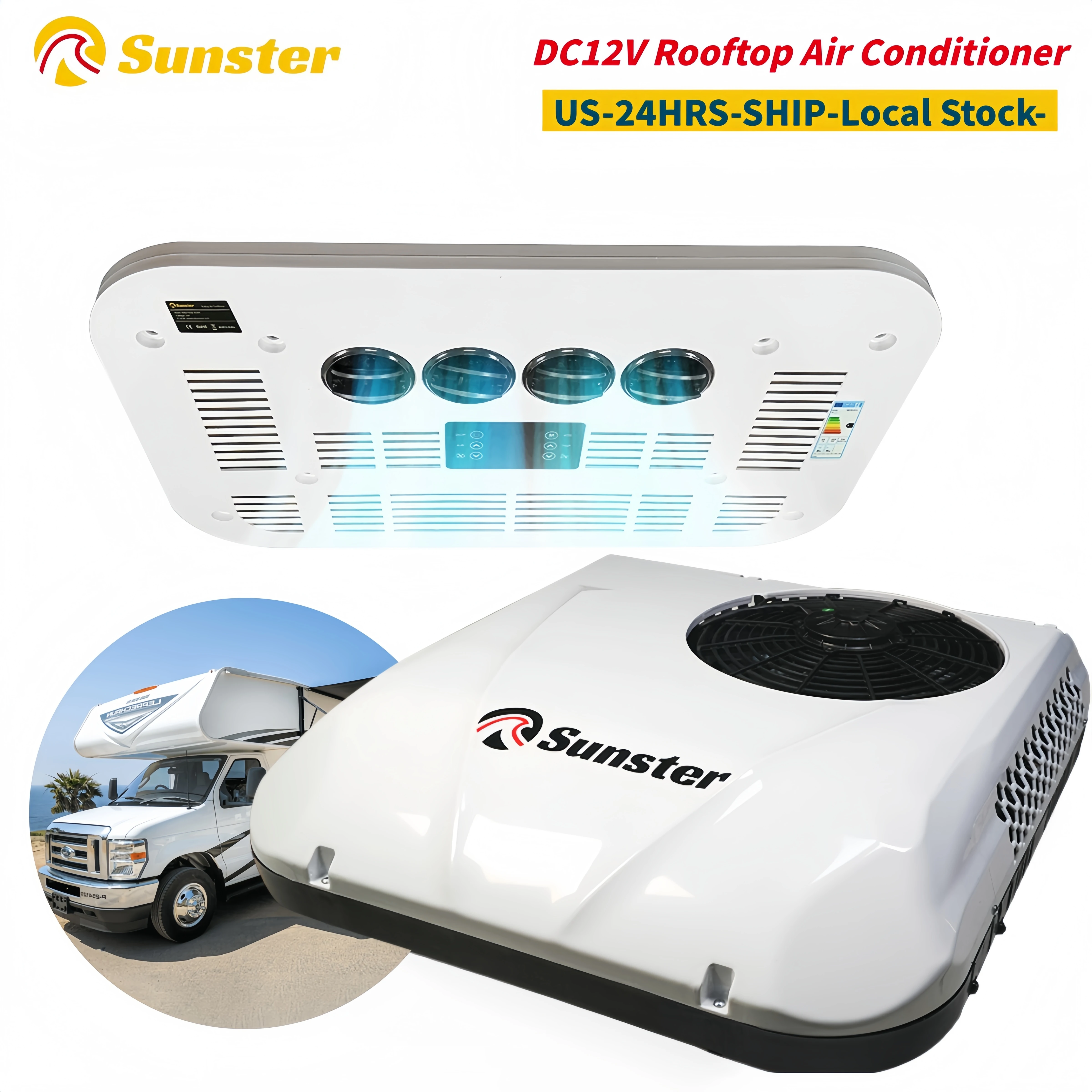 

12V Air Conditioning 6000BTU RV Roof Air Conditioning Highly Efficient Fast Cooling, Low Noise For Campers RVs &Travel Trailers