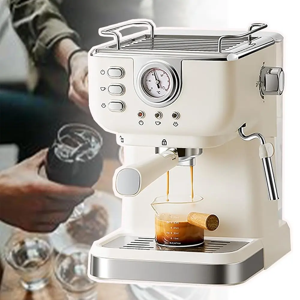 Cette machine à café semi-automatique italienne, 1,5 L, convient à un usage domestique et est également un excellent choix pour les cafés, les bureaux et autres espaces commerciaux.