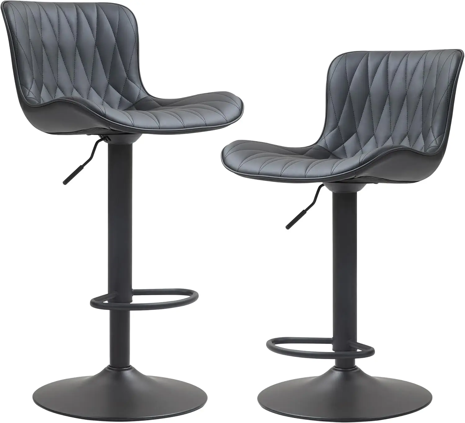

Bar Stools Set of 2, Modern 360° Swivel Faux Leather Bar Stools, 24"-32.5" Seat Height with Back, 330 lbs Capacity, SGS Gas