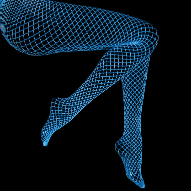 Novelty Sexy Hollow Out Glowing Fishing Net Tights Pantyhose Women Glitter Party Pantyhose Bar Stockings Lace Garter Socks
