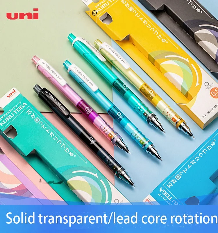 uni M5-450 Mechanical Pencil Student Stationery Kurutoga Limited Edition Transparent New Colors 0.3/0.5MM Auto Rotation Pen Core