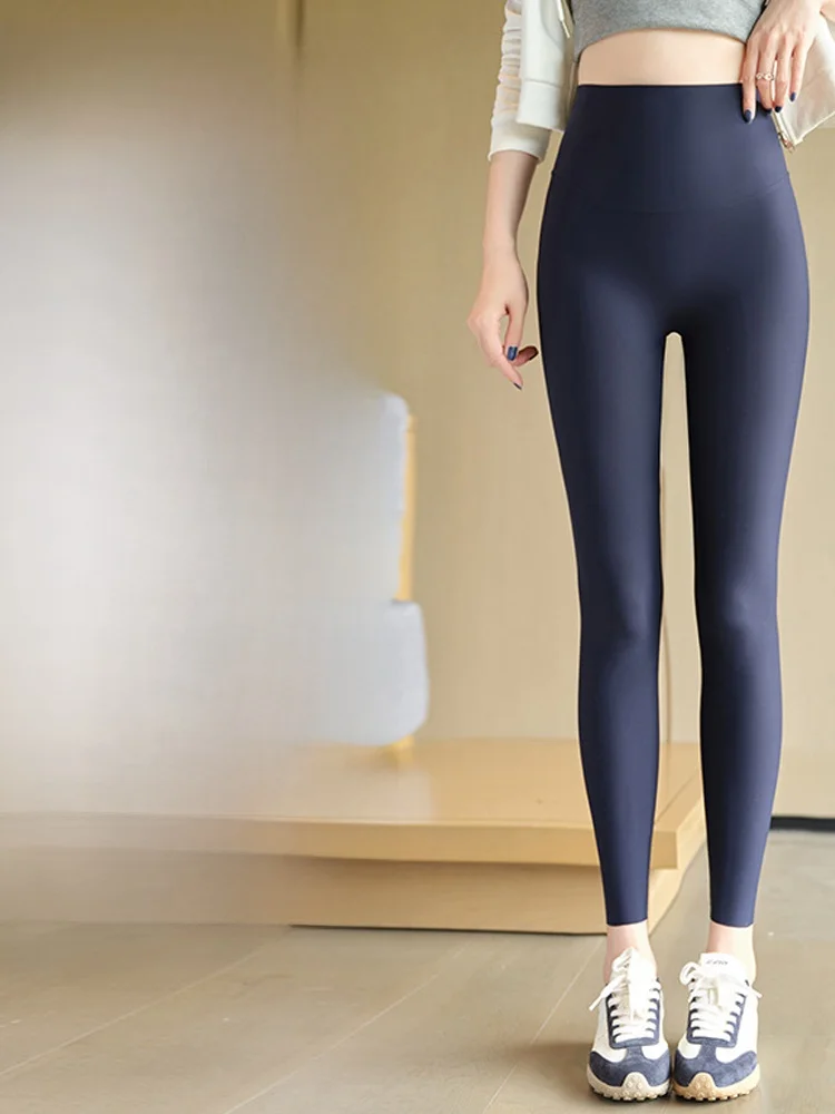 2025년 신상 여성 아크스킨 팬츠 하이웨이스트 얇은 요가 피트니스 바지 아이스 실크 여름 밀리터리 엉덩이 리프팅